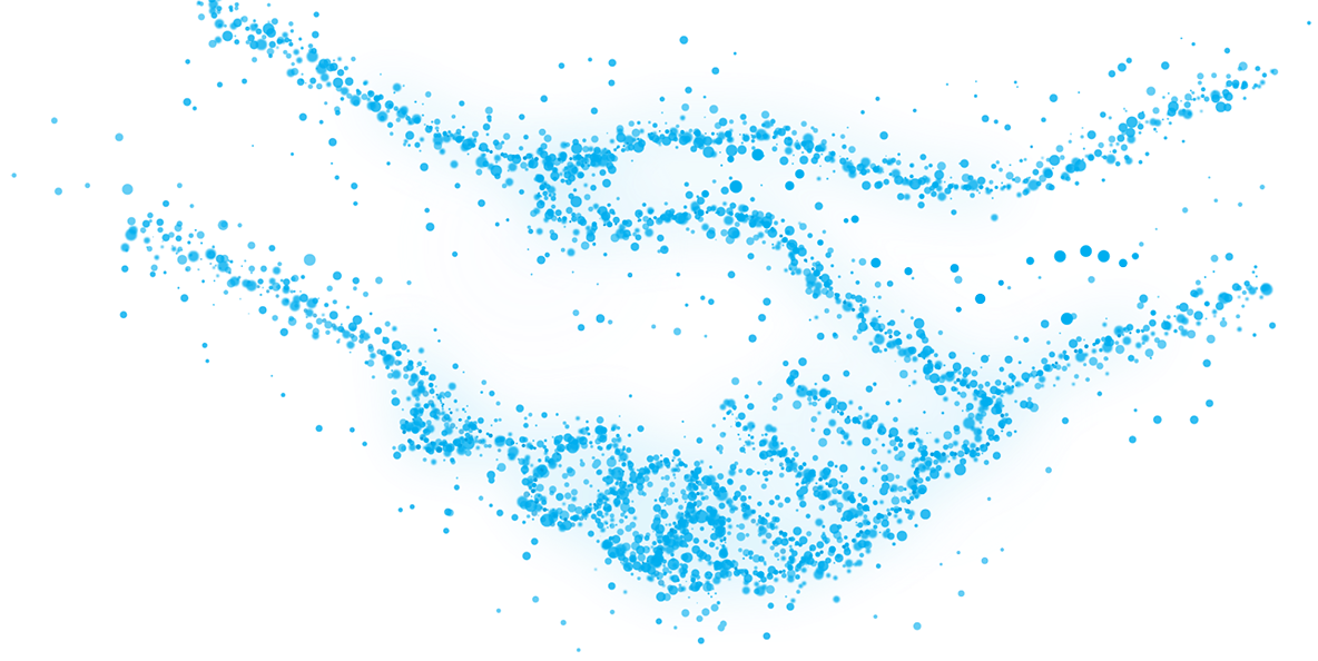 Dynamic graphic of blue particles representing the high-quality and precision of DEFINITY®