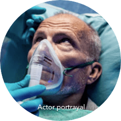 Example of DEFINITY® used in critical care with an image representing a 52-year-old man with diabetes and a history of drug abuse experiencing altered mental status